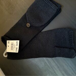 Black Knit Convertible Mittens
